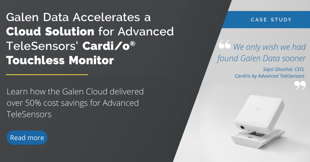 Case study graphic - Galen Data accelerates a cloud solution for advanced telesensors cardl/o touchless monitor